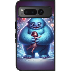 Coque Google Pixel Fold - Silicone rigide noir Valentine 2024 Fluffy Love
