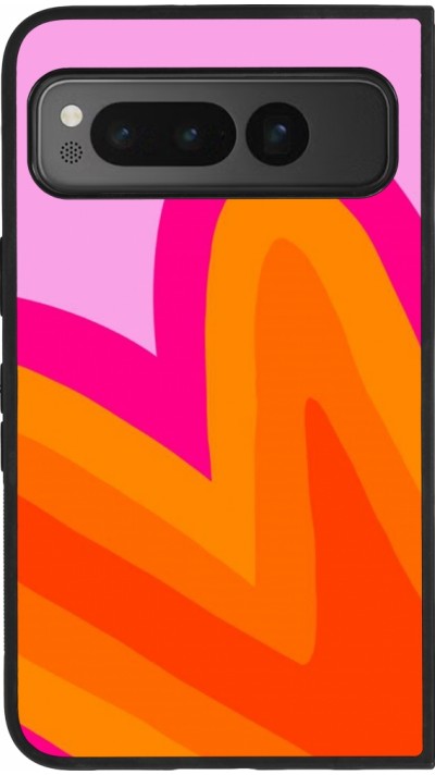 Google Pixel Fold Case Hülle - Silikon schwarz Valentine 2024 heart gradient