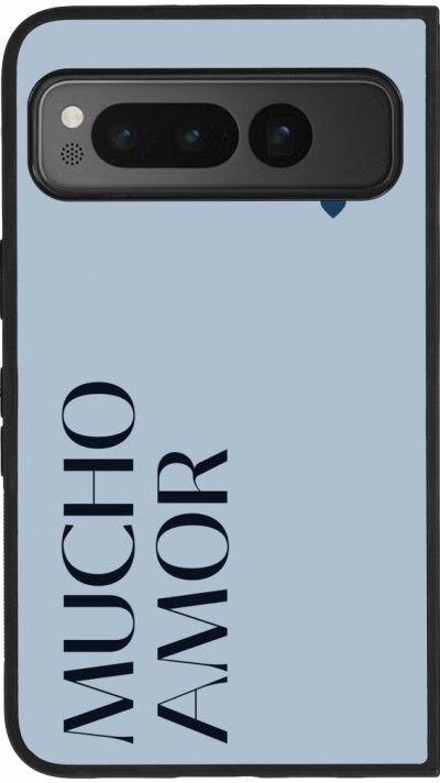 Google Pixel Fold Case Hülle - Silikon schwarz Valentine 2024 mucho amor azul