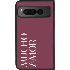 Google Pixel Fold Case Hülle - Silikon schwarz Valentine 2024 mucho amor rosado