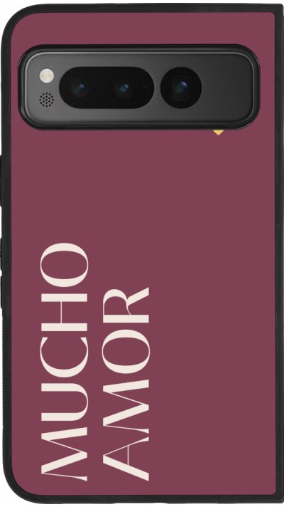 Google Pixel Fold Case Hülle - Silikon schwarz Valentine 2024 mucho amor rosado