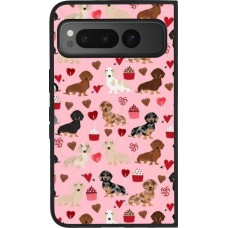 Google Pixel Fold Case Hülle - Silikon schwarz Valentine 2024 puppy love