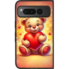 Google Pixel Fold Case Hülle - Silikon schwarz Valentin 2024 Teddy Liebe