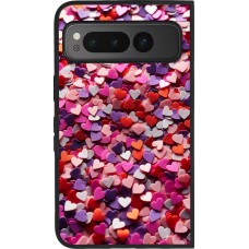 Google Pixel Fold Case Hülle - Silikon schwarz Valentin 2025 Konfetti