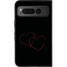 Coque Google Pixel Fold - Silicone rigide noir Valentine 2023 attached heart