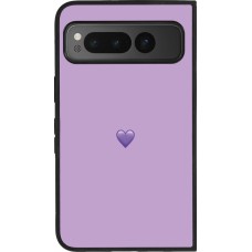 Coque Google Pixel Fold - Silicone rigide noir Valentine 2023 purpule single heart