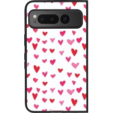 Coque Google Pixel Fold - Silicone rigide noir Valentine 2022 Many pink hearts