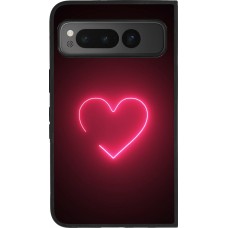 Coque Google Pixel Fold - Silicone rigide noir Valentine 2023 single neon heart