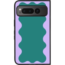 Google Pixel Fold Case Hülle - Silikon schwarz Wavy Rectangle Green Purple
