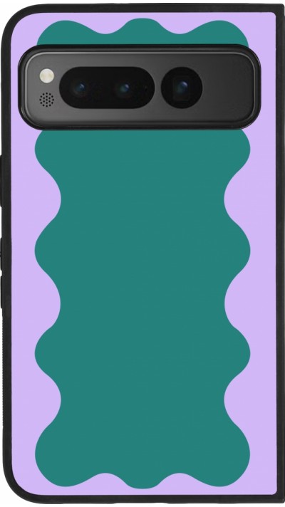 Google Pixel Fold Case Hülle - Silikon schwarz Wavy Rectangle Green Purple