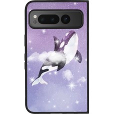 Google Pixel Fold Case Hülle - Silikon schwarz Whale in sparking stars