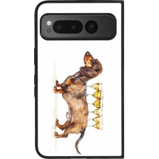 Google Pixel Fold Case Hülle - Silikon schwarz Wine Teckel