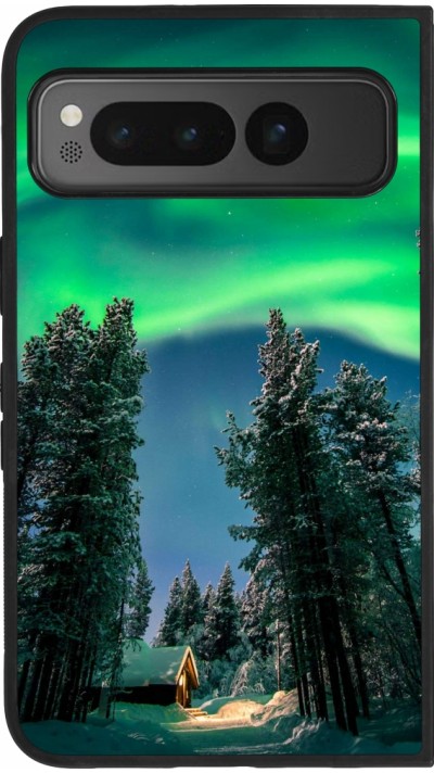 Google Pixel Fold Case Hülle - Silikon schwarz Winter 22 Northern Lights