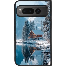 Google Pixel Fold Case Hülle - Silikon schwarz Winter 25 Winter house forest day