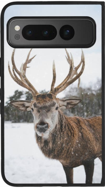 Google Pixel Fold Case Hülle - Silikon schwarz Winter 25 Winter reindeer