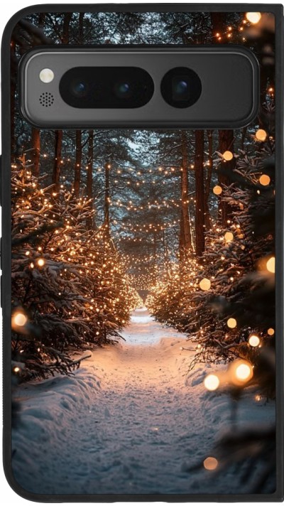 Google Pixel Fold Case Hülle - Silikon schwarz Winter 25 Winter snowy road