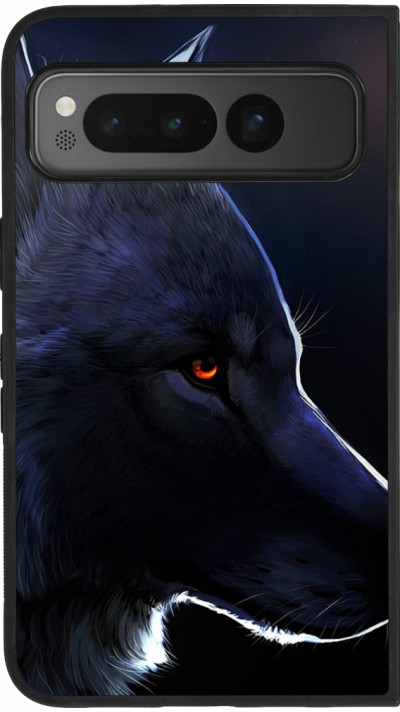 Google Pixel Fold Case Hülle - Silikon schwarz Wolf Shape