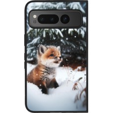 Google Pixel Fold Case Hülle - Silikon schwarz Weihnachten 2023 Fuechslein Tanne