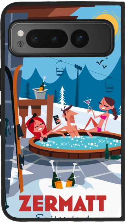 Google Pixel Fold Case Hülle - Silikon schwarz Zermatt Mountain Jacuzzi