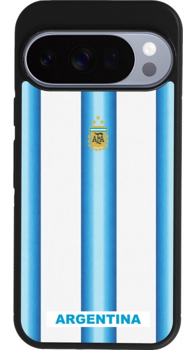 Coque Google Pixel 10 / Pixel 10 Pro - Silicone rigide noir Maillot de football Argentine 2026 personnalisable