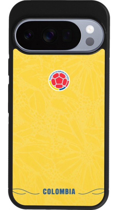 Coque Google Pixel 10 / Pixel 10 Pro - Silicone rigide noir Maillot de football Colombie 2026 personnalisable