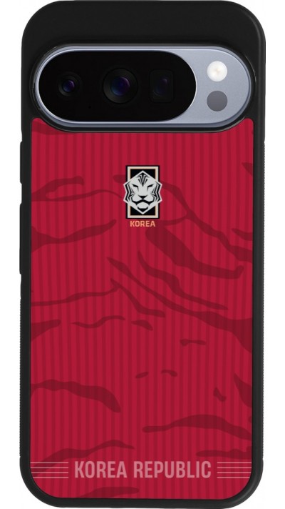Coque Google Pixel 10 / Pixel 10 Pro - Silicone rigide noir Maillot de football Corée du Sud 2026 personnalisable