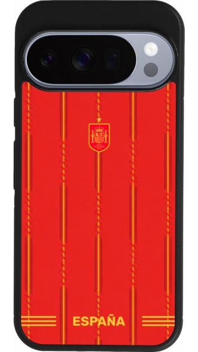 Coque Google Pixel 10 / Pixel 10 Pro - Silicone rigide noir Maillot de football Espagne 2026 personnalisable