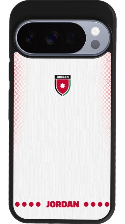 Coque Google Pixel 10 / Pixel 10 Pro - Silicone rigide noir Maillot de football Jordanie 2026 personnalisable