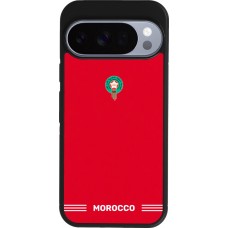 Coque Google Pixel 10 / Pixel 10 Pro - Silicone rigide noir Maillot de football Maroc 2026 personnalisable