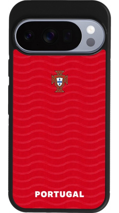 Coque Google Pixel 10 / Pixel 10 Pro - Silicone rigide noir Maillot de football Portugal 2026 personnalisable