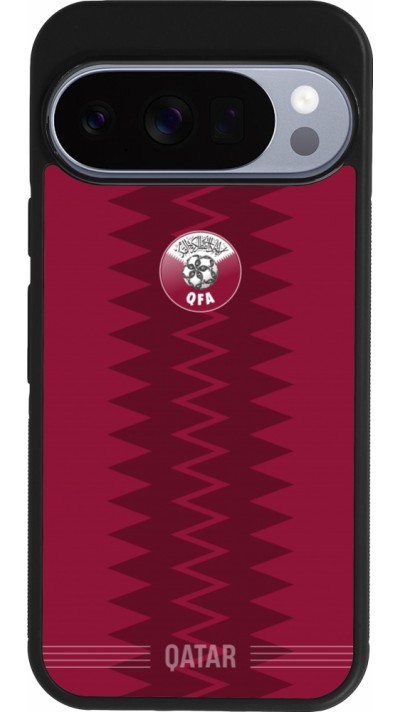 Coque Google Pixel 10 / Pixel 10 Pro - Silicone rigide noir Maillot de football Qatar 2026 personnalisable