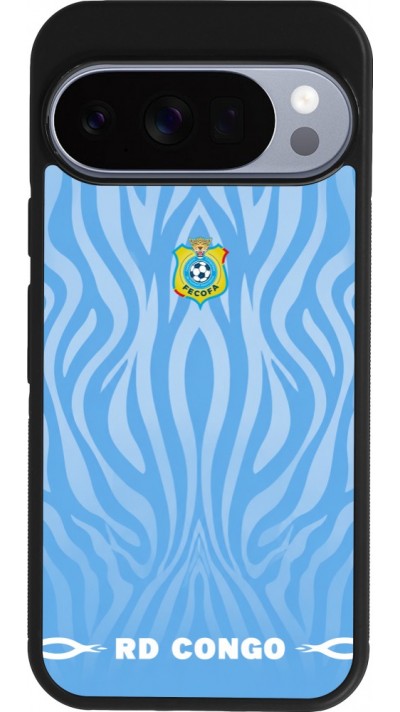 Coque Google Pixel 10 / Pixel 10 Pro - Silicone rigide noir Maillot de football RD Congo 2026 personnalisable