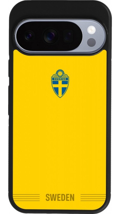 Coque Google Pixel 10 / Pixel 10 Pro - Silicone rigide noir Maillot de football Suède 2026 personnalisable