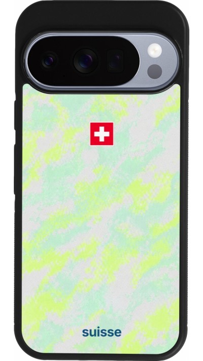 Coque Google Pixel 10 / Pixel 10 Pro - Silicone rigide noir Maillot de football Suisse Away 2026 personnalisable