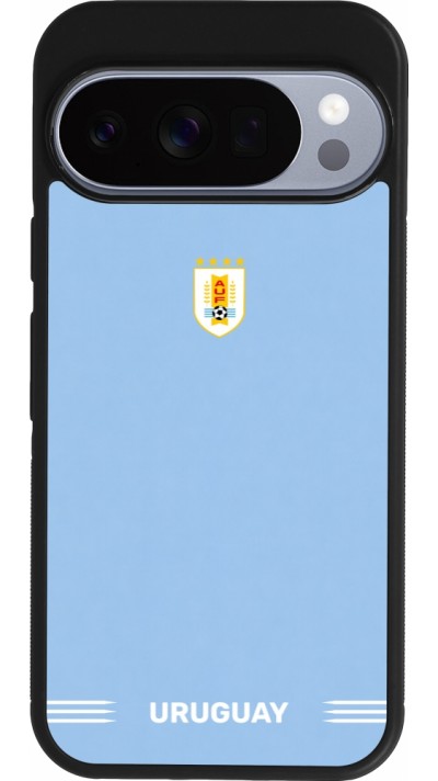 Coque Google Pixel 10 / Pixel 10 Pro - Silicone rigide noir Maillot de football Uruguay 2026 personnalisable