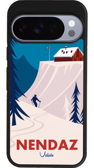 Coque Google Pixel 10 / Pixel 10 Pro - Silicone rigide noir Nendaz Cabane Ski