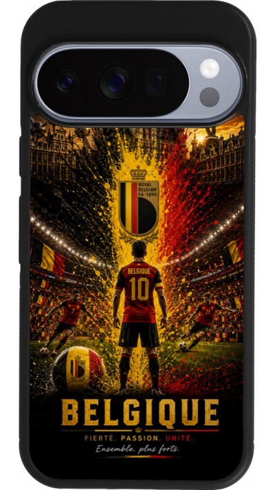 Google Pixel 10 / Pixel 10 Pro Case Hülle - Silikon schwarz Fussball Belgien splash 2026
