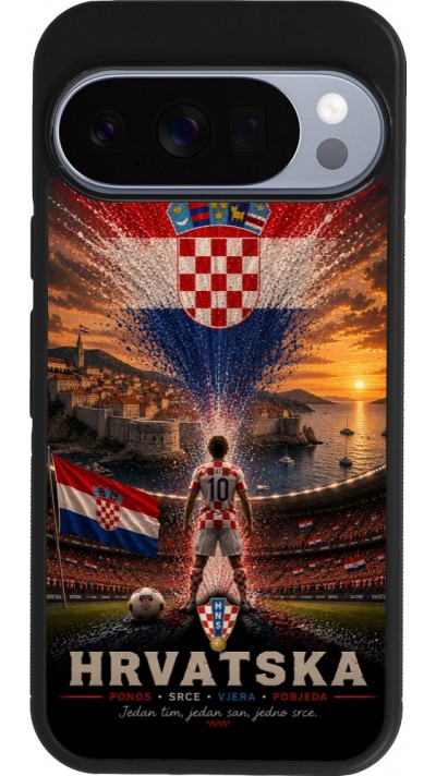 Google Pixel 10 / Pixel 10 Pro Case Hülle - Silikon schwarz Fussball Kroatien splash 2026