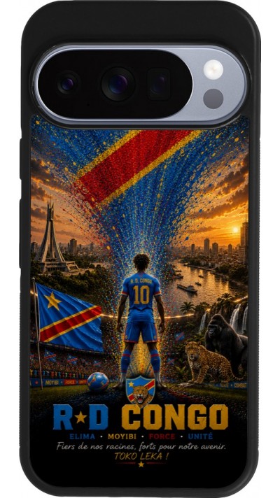 Google Pixel 10 / Pixel 10 Pro Case Hülle - Silikon schwarz Fussball Demokratische Republik Kongo splash 2026
