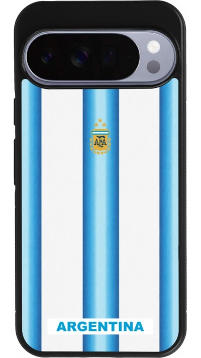 Coque Google Pixel 10 Pro XL - Silicone rigide noir Maillot de football Argentine 2026 personnalisable