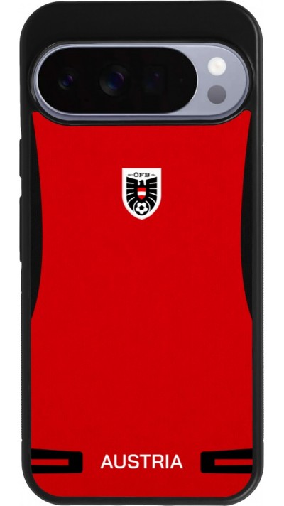 Coque Google Pixel 10 Pro XL - Silicone rigide noir Maillot de football Autriche 2026 personnalisable