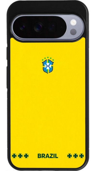Coque Google Pixel 10 Pro XL - Silicone rigide noir Maillot de football Bresil 2026 personnalisable