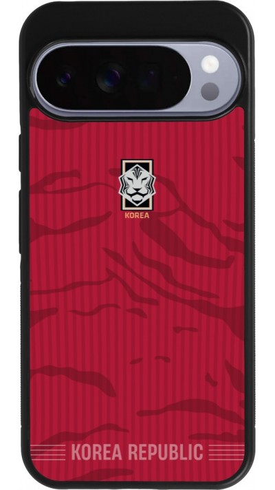 Coque Google Pixel 10 Pro XL - Silicone rigide noir Maillot de football Corée du Sud 2026 personnalisable