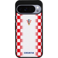 Google Pixel 10 Pro XL Case Hülle - Silikon schwarz Kroatien 2026 personalisierbares Fussballtrikot