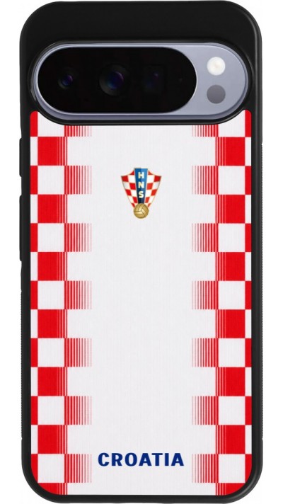 Coque Google Pixel 10 Pro XL - Silicone rigide noir Maillot de football Croatie 2026 personnalisable