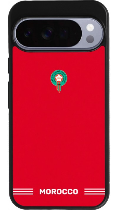 Coque Google Pixel 10 Pro XL - Silicone rigide noir Maillot de football Maroc 2026 personnalisable