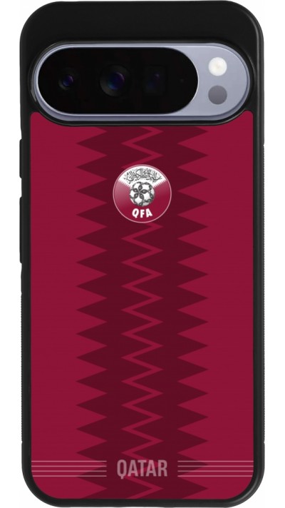 Coque Google Pixel 10 Pro XL - Silicone rigide noir Maillot de football Qatar 2026 personnalisable