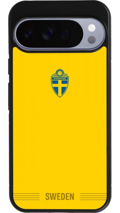 Coque Google Pixel 10 Pro XL - Silicone rigide noir Maillot de football Suède 2026 personnalisable