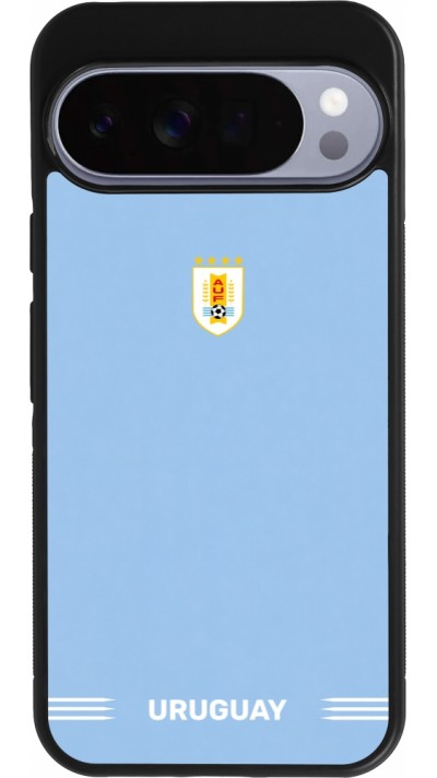 Coque Google Pixel 10 Pro XL - Silicone rigide noir Maillot de football Uruguay 2026 personnalisable