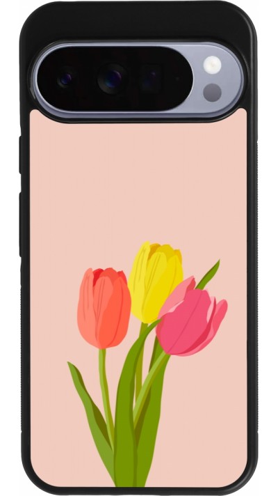 Google Pixel 10 Pro XL Case Hülle - Silikon schwarz Spring 23 tulip trio